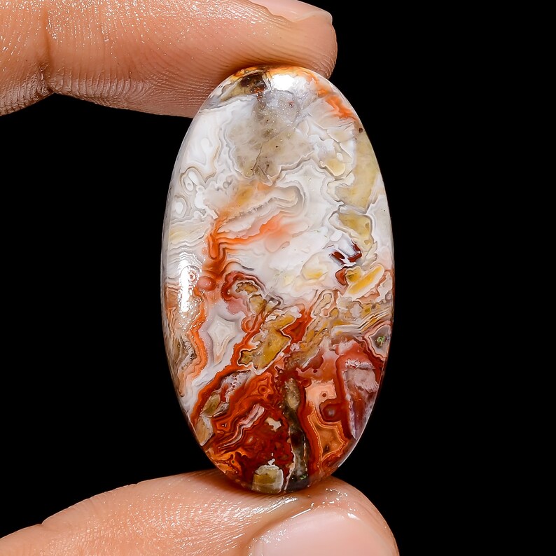 Tempting Top Grade Quality 100% Natural Crazy Lace Agate Oval Shape Cabochon Loose Gemstone For Making Jewelry 38 Ct. 35X19X6 mm B-4873 image 1