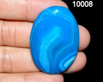DYED AGATE Overwhelming A One Quality 100% Natural Blue Banded Agate 73.60 Ct 43x28x7 mm Cabochon Loose Gemstone For Making Jewelry D 10008