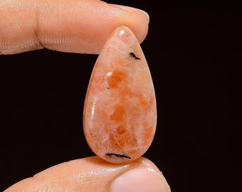 Dazzling Top Grade Quality 100% Natural Sunstone Pear Shape Cabochon Loose Gemstone For Making Jewelry 26 Ct. 30X16X6 mm B-3177