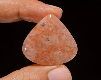 Gorgeous Top Grade Quality 100% Natural Sunstone Heart Shape Cabochon Loose Gemstone For Making Jewelry 36.5 Ct. 30X31X6 mm B-3157