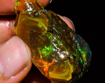 Fantastic Top Grade Quality 100% Natural Welo Fire Ethiopian Opal Fancy Rough Loose Gemstone For Making Jewelry 50 Cts. 38X21X15 mm OR-1011