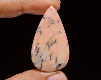 Elegant Top Grade Quality 100% Natural African Rhodonite Pear Shape Cabochon Loose Gemstone For Making Jewelry 45 Ct. 43X24X5 mm B-3011