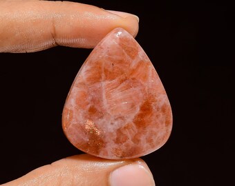 Immaculate Top Grade Quality 100% Natural Sunstone Pear Shape Cabochon Loose Gemstone For Making Jewelry 66 Ct. 38X22X7 mm B-3134