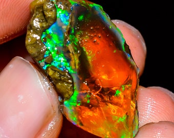 Elegant Top Grade Quality 100% Natural Welo Fire Ethiopian Opal Fancy Rough Loose Gemstone For Making Jewelry 29 Ct. 27X15X12 mm OR-1431