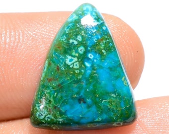 Mind Blowing Top Grade Quality 100% Natural Chrysocolla Triangle Shape Cabochon Loose Gemstone For Making Jewelry 8.5 Ct. 17X14X4 mm B-3586