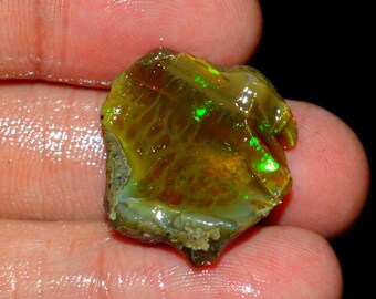 ETHIOPIAN OPAL ROUGH Tempting A One Quality 100% Natural Flashy opal Rough 19 Ct. 24x22x7 mm Loose Gemstone For Making Jewelry C 23740