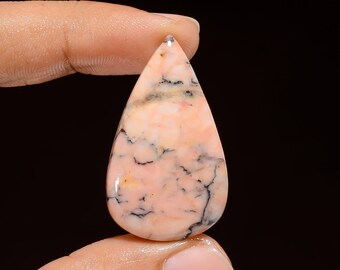 Beautiful Top Grade Quality 100% Natural African Rhodonite Pear Shape Cabochon Loose Gemstone For Making Jewelry 37.5 Ct. 37X22X5 mm B-2983