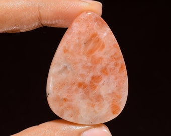 Amazing Top Grade Quality 100% Natural Sunstone Pear Shape Cabochon Loose Gemstone For Making Jewelry 76 Ct. 44X32X6 mm B-3147