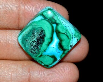 MALACHITE CHRYSOCOLLA Top Grade 100% Natural Chrysocolla Malachite 49.30 Ct. Cabochon Loose Gemstone 25x24x7 mm For Making Jewelry C 13481