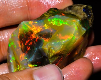 Mind Blowing Top Grade Quality 100% Natural Welo Fire Ethiopian Opal Rough Loose Gemstone For Making Jewelry 164 Cts. 50X28X25 mm OR-1016