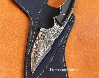 POINTER - Damascus Steel Buffalo Horn Skinner Knife