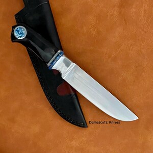 Custom Handmade D2 Steel Bull Horn Turquoise Resin Knife Christmas Gifting Knife Elegant Knife