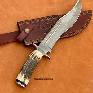Handmade D2 Steel Stag Horn Hunting Knife Best Gifting Hunting Bowie Knife Stag Horn Knives