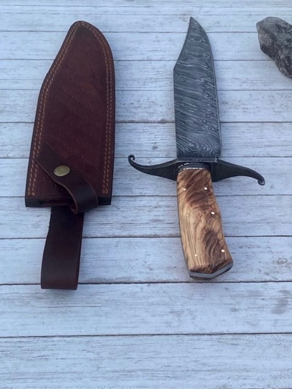 TWISTALL- CUSTOM HandForged Damascus 15" Hunting Knife WOOD Handle Bowie Knives Premium Handcrafted Knives