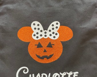 Jack-o-lantern Minnie Mouse personalized trick or treat bag