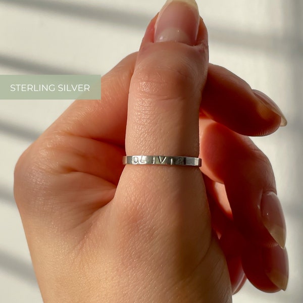 Personalised secret message ring | Sterling Silver | Hand stamped name ring | 2mm thick