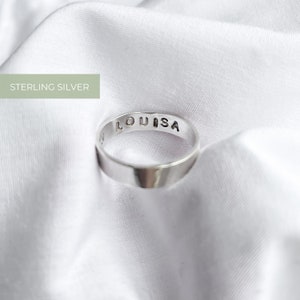 Personalised secret message ring | Sterling Silver | Hand stamped name ring | 4mm thick