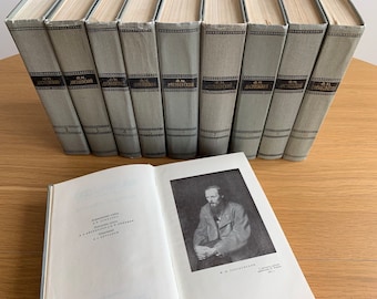 Dostoievski y Fiódor / Colección de 70 años en 10 volúmenes / Crimen y castigo / Los hermanos Karamazov / Libro en ruso / Literatura rusa