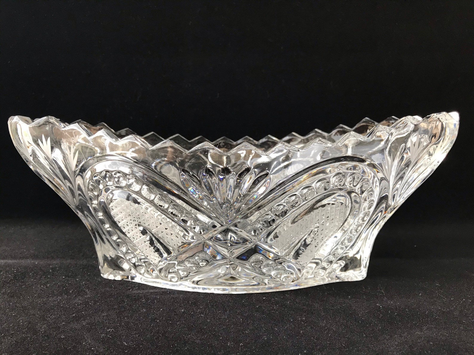 Vintage CRYSTAL VASE from USSR Soviet candy bowl oval shape Etsy