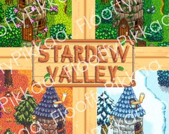 Stardew Valley Wizard's Tower 4 Seasons Cross Stitch Pattern 33cm x 47cm (A3 size)