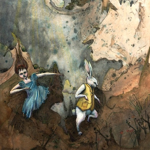 Print Down the rabbit hole illustration, by Kirsty Greenwood