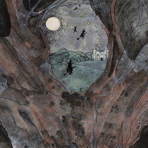 Print of Flight over Mowbray Castle, Hackfall Woods, by Kirsty Greenwood