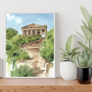 Original watercolor or print, handmade, high quality - Greek Temple