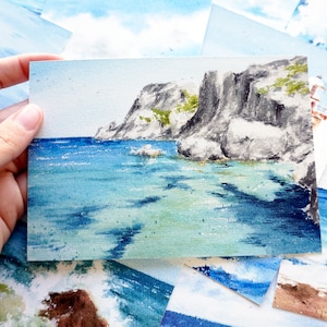 A6 size marine postcards, pack of 4 postcards of marinas made in watercolor, printed on high quality paper image 2