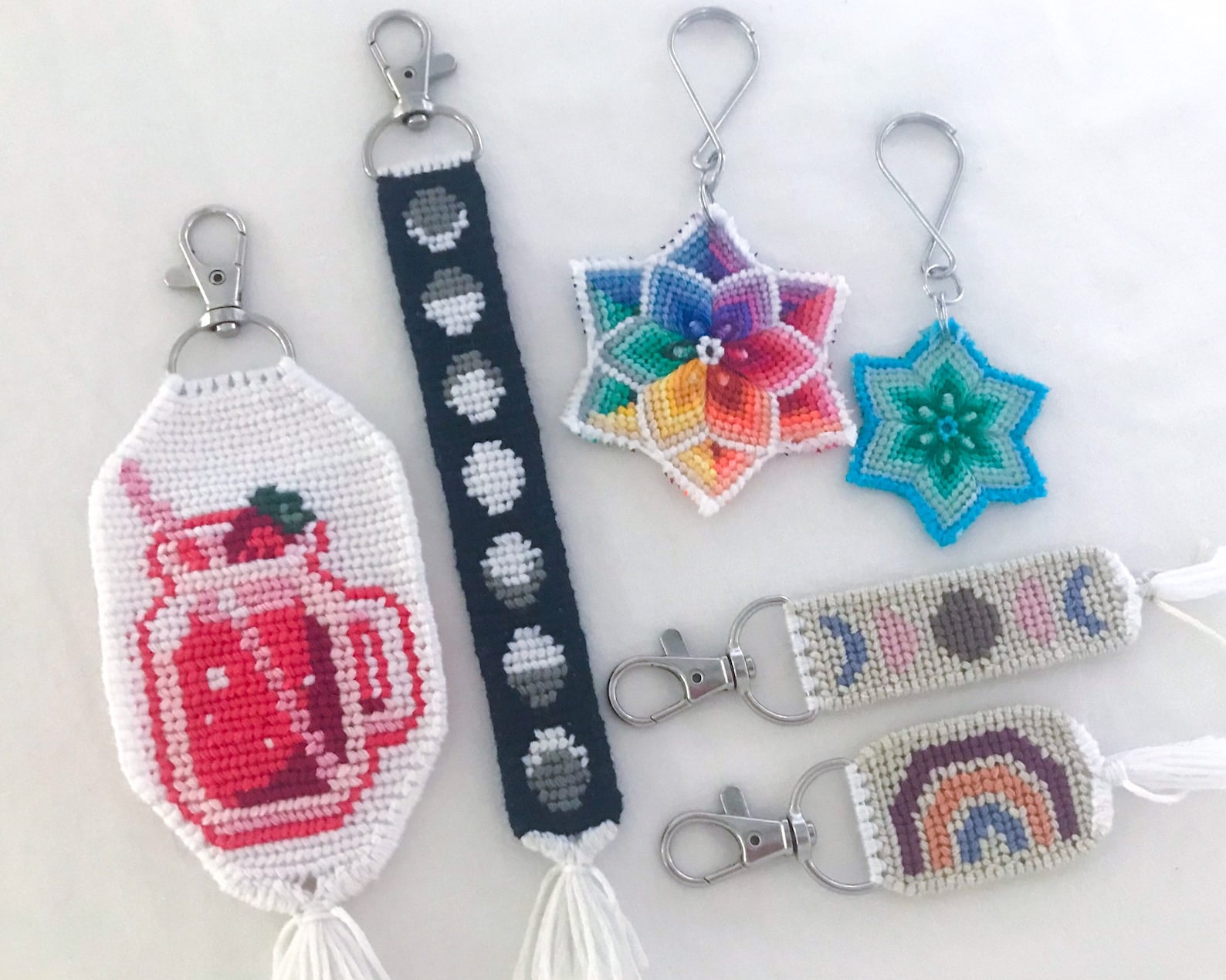 Keychain Collection Friendship Bracelet Knotted Keychains Etsy