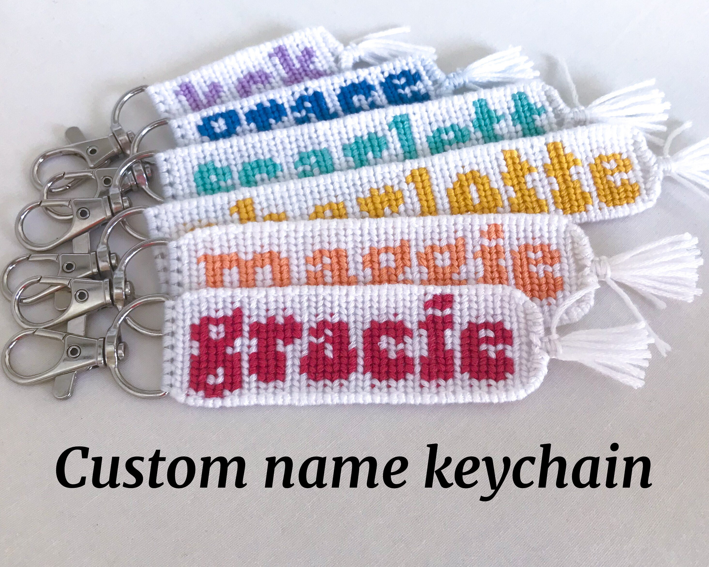 Custom Name or Word Keychain Knotted Alpha Friendship Etsy