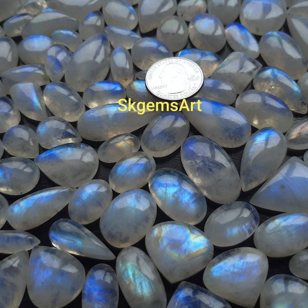 Wholesale Lot Top AAA+ Quality Natural Rainbow Moonstone Cabochon Loose Gemstone For Making  Jewelry and pendant