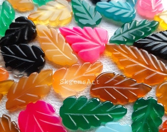 Wholesale Multi Color Onyx Leaf Carvings Used For Jewelry Making