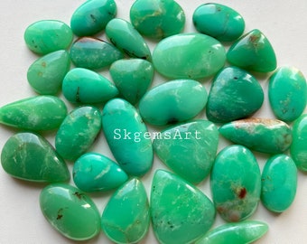 New Natural Chrysoprase Cabochon Wholesale Lot By Weight With Different Shapes And Sizes Used For Jewelry Making