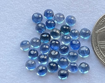 New 30 pcs Lot 4mm Round Blue Kyanite Smooth Cabochon Loose Gemstone For Jewelry Making