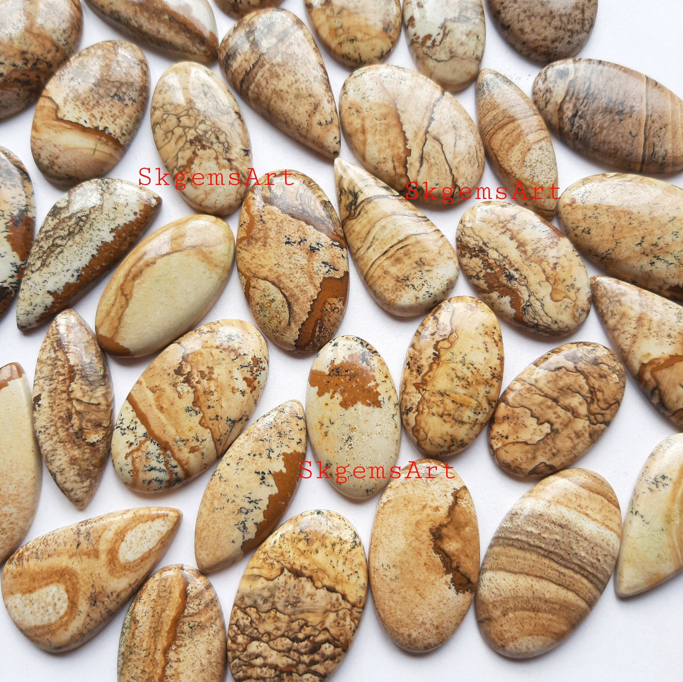 Wholesale Lot of Picture Jasper Cabochon By Weight With Different Shapes And Sizes Used For Jewelry Making