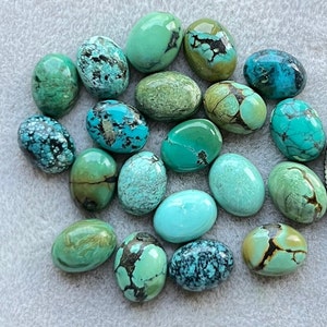 6x8mm Oval 20pcs Pack Natural Tibetan Turquoise Flat Back Gemstone For Jewelry Making, Pendant, Ring