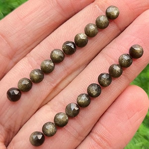 5mm Golden Obsidian Round 20 pcs pack ,Flatback Rosecut - Top Quality  Rose Cut Flat Back Gemstone 10 Pieces Lot For Jewelry Making,