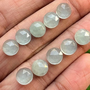 New 10 pcs Pack 8mm Natural Aquamarine Round ,Flatback Rosecut - Top Quality  Rose Cut Flat Back Gemstone 10 Pieces Lot For Jewelry Making,