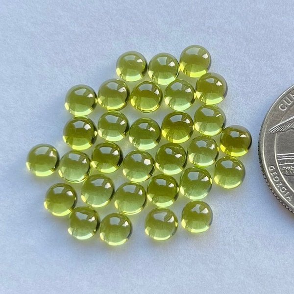 20 pcs pack Natural Peridot 5mm Round Shape Cabochon Loose Gemstone For Ring and Jewelry Making