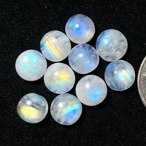 8mm 10pcs pack Rainbow Moonstone Round Cabochon Loose Gemstone For Making Jewelry and pendant image 1