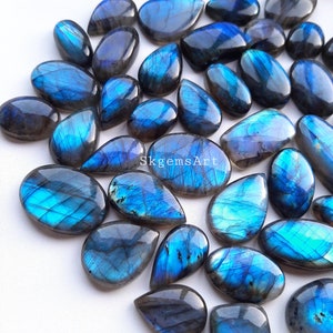 Pietra preziosa sciolta cabochon di labradorite BLU all'ingrosso per la creazione di gioielli immagine 2