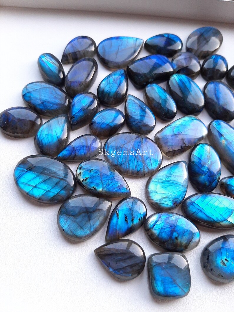 Pietra preziosa sciolta cabochon di labradorite BLU all'ingrosso per la creazione di gioielli immagine 2