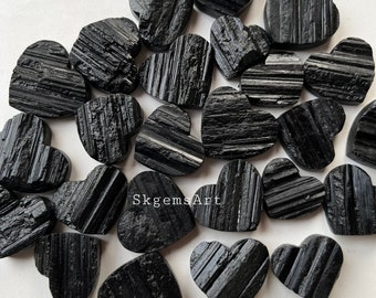 Black Tourmaline Druzy Heart Shape Cabochon Wholesale Lot By Weight With Different Shapes And Sizes Used For Jewelry Making