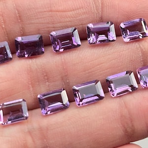 New 10 pcs pack Emerald Cut Brazilian Amethyst 6x8mm Gemstone For Making Jewelry