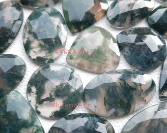 Natural Moss Agate Rose Cut Gemstone Wholesale Lot By Weight With Different Shapes And Sizes Used For Jewelry Making