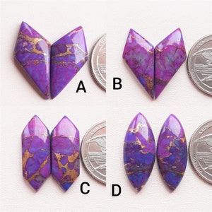 Mohave Purple Copper Turquoise Matched pair Cabochon Loose Gemstone For Making Jewellery Pendant