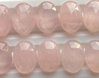 Selezionato 10 x 14 mm Quarzo rosa naturale taglio rosa - Pietra preziosa di quarzo rosa taglio rosa a fondo piatto di alta qualità, lotto da 10 pezzi per la creazione di gioielli