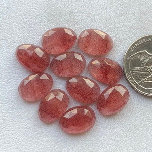 Natural Strawberry 10x14mm Rose Cut Slice - Top Quality  Rose Cut Flat Back Gemstone 10 Pieces Lot For Jewelry Making, Pendant, Ring