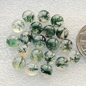 New 8mm Natural Moss Agate Smooth Cabochon Loose Gemstone For Making Jewelry