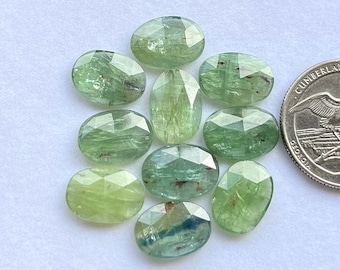 10x14mm Oval Natural Mint Kyanite Rosecut - Top Quality  Rose Cut Flat Back Gemstone 10 Pieces Lot For Jewelry Making, Pendant, Ring